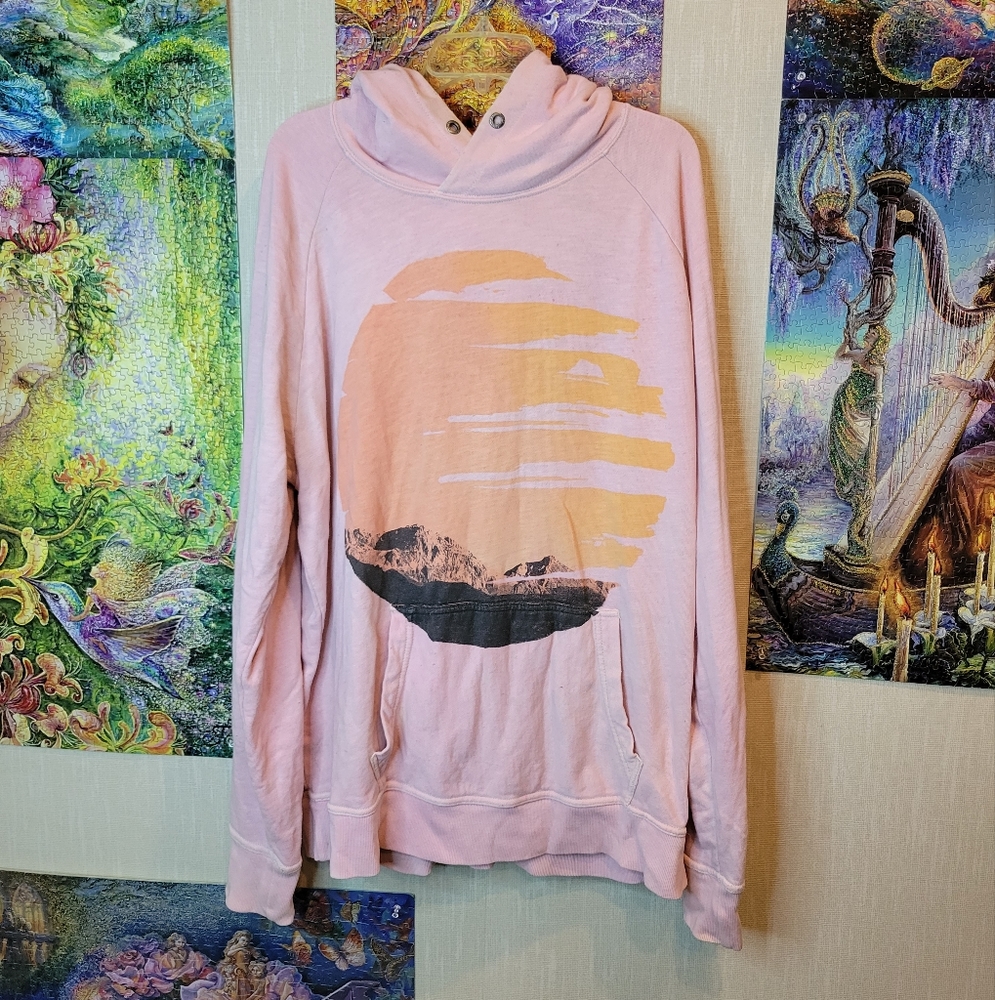 Pastel Soft Pink Dyed American Eagle Oversized Hoodie
